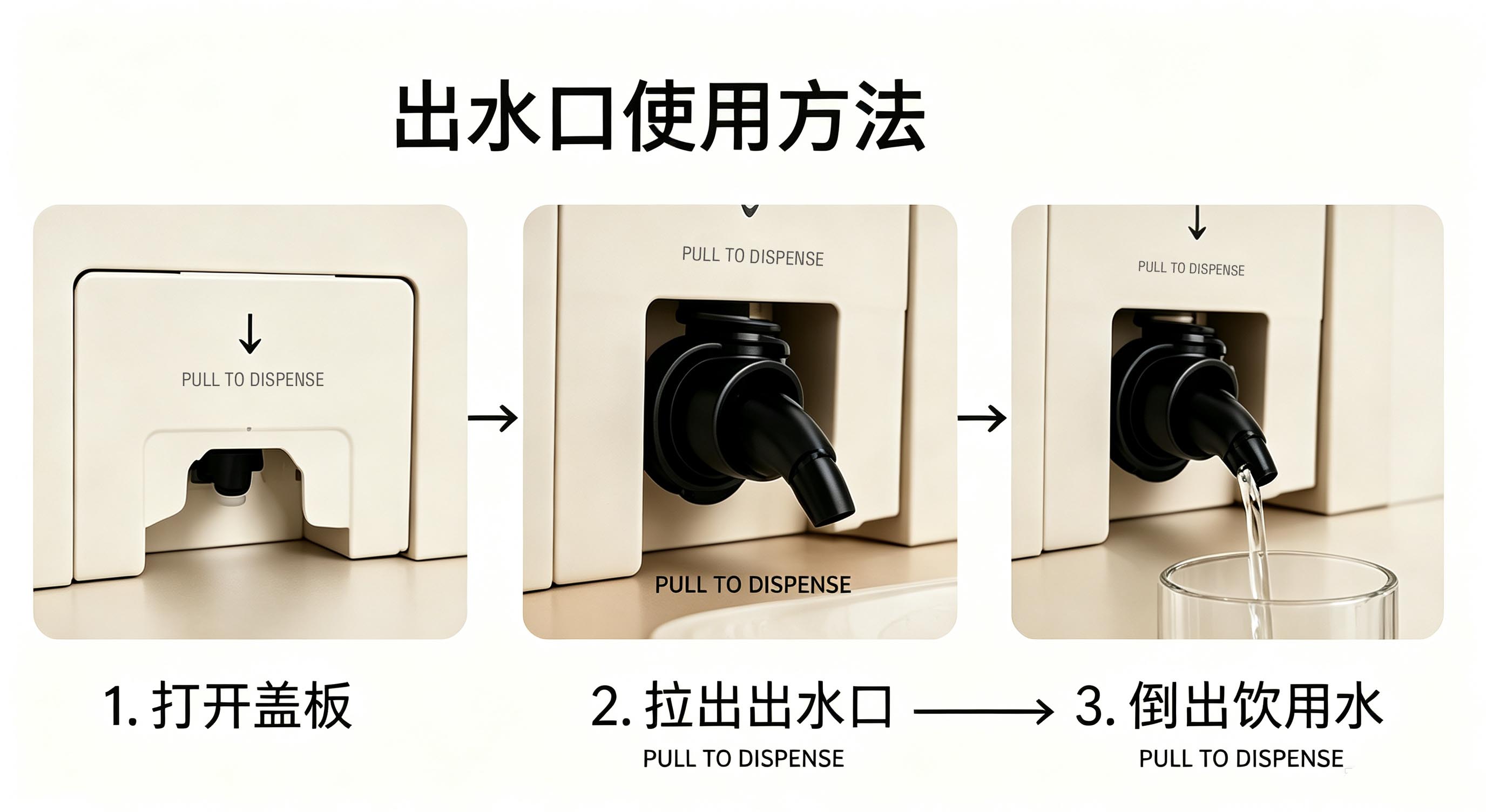 出水口，三步就懂。